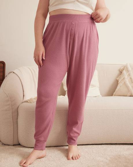 Pink Waffle Knit Jogger Pyjama Pant - ti Voglio