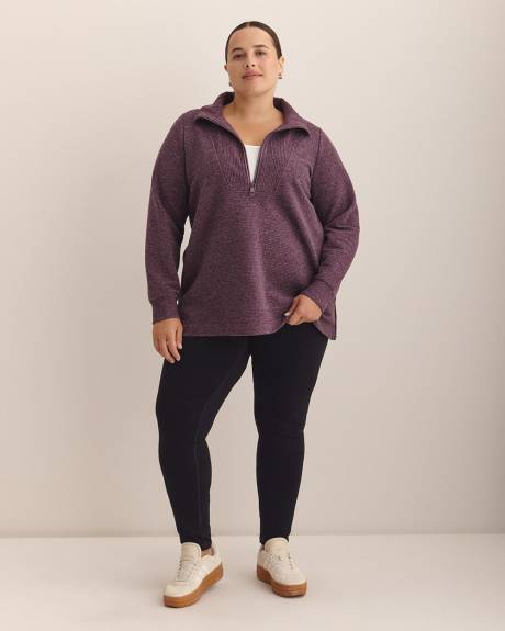 Heather Half-Zip Ottoman Tunic Sweatshirt - Active Zone
