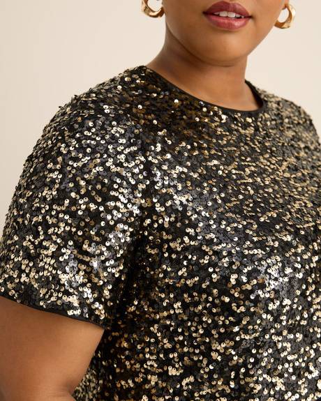 Haut à paillettes avec manches courtes