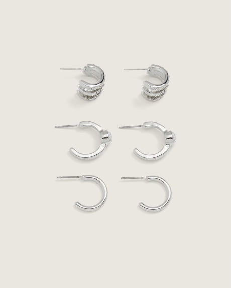 Small Stone Hoop Earrings, Set of 3 - In Every Story