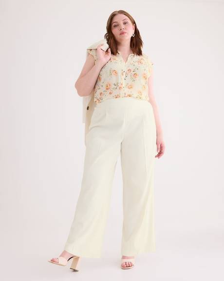 Mao-Collar Blouse with Topstitch Details