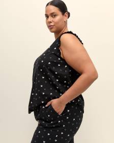 Cotton Sleeveless Pyjama Top with Ruffles - ti Voglio