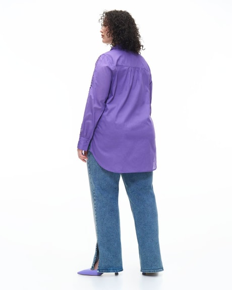 Long-Sleeve Voile Buttoned Down Tunic - Addition Elle