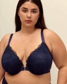 Front-Closure Plunge Bra with Lace - Déesse Collection