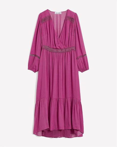 Fit-and-Flare Maxi Dress with Crochet Details - Addition Elle