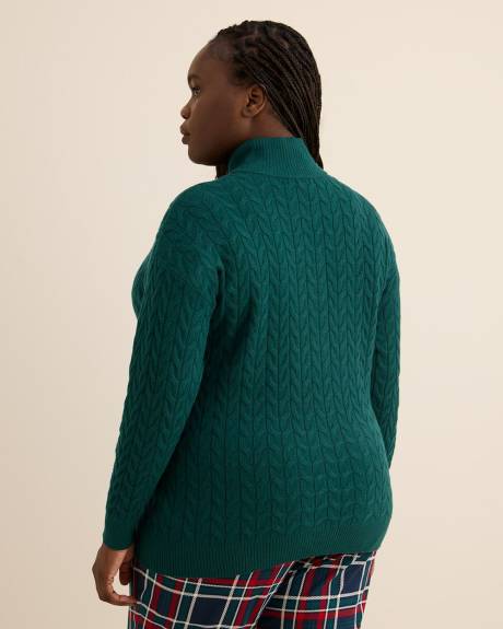 Half-Placket Cable Knit Sweater Half-Placket Cable Knit Sweater