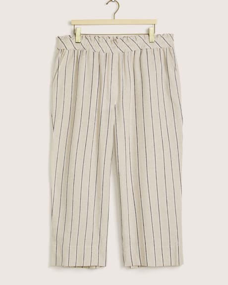 Striped Cropped Wide Leg Linen Blend Pants