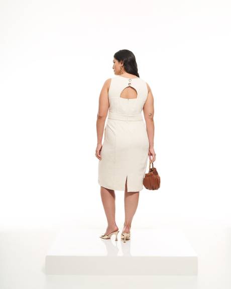 Sleeveless Straight-Fit Woven Dress - Addition Elle