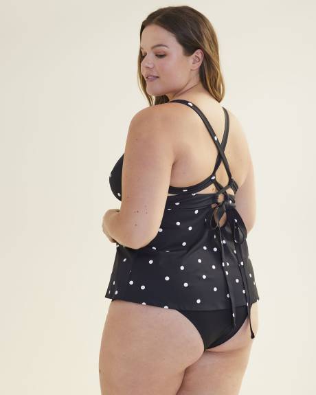 Dotted Empire-Cut A-Line Tankini Top