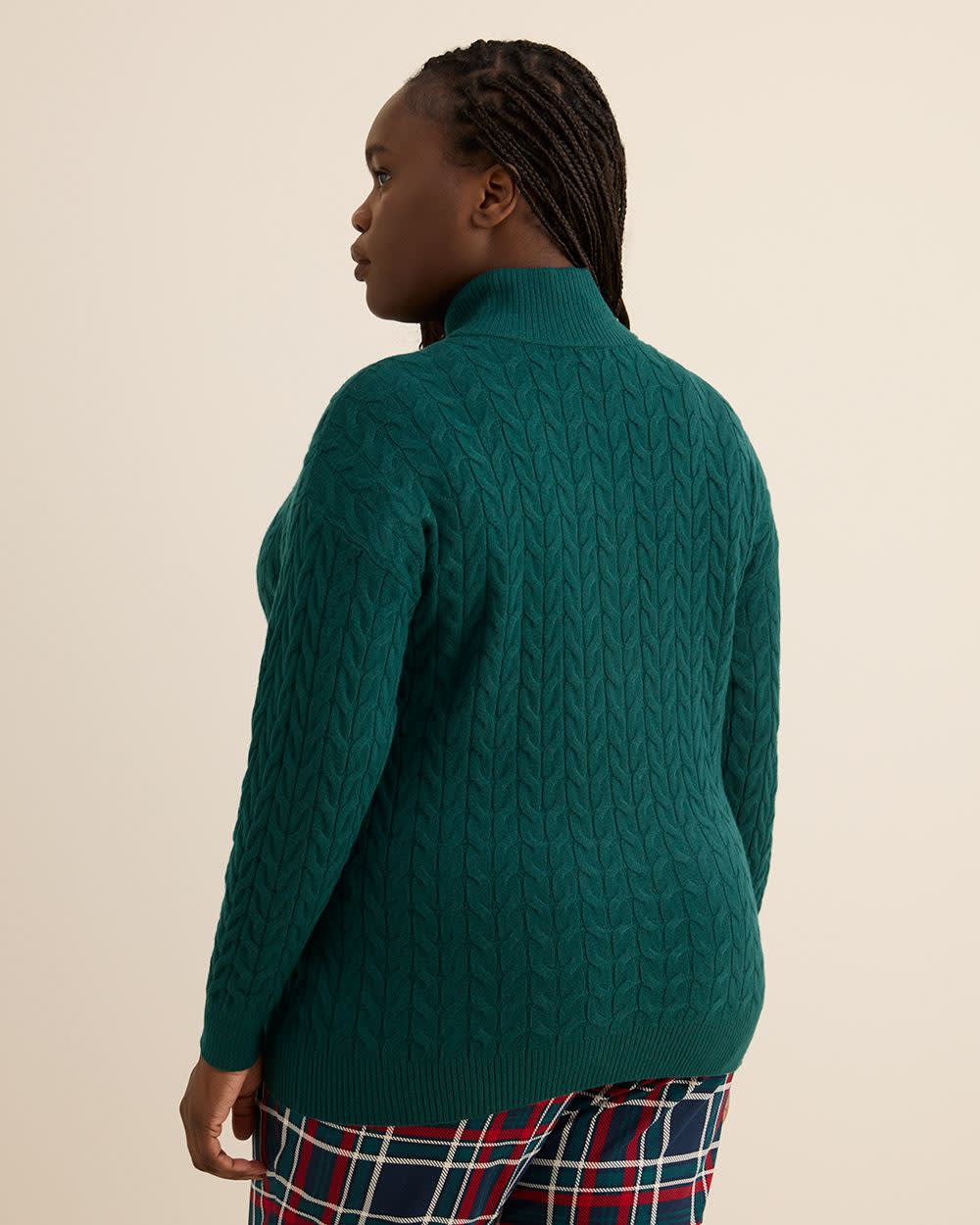 Half-Placket Cable Knit Sweater Half-Placket Cable Knit Sweater