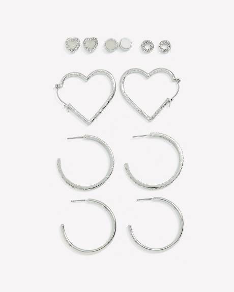 Assorted Hoop and Stud Earrings, pack of 6