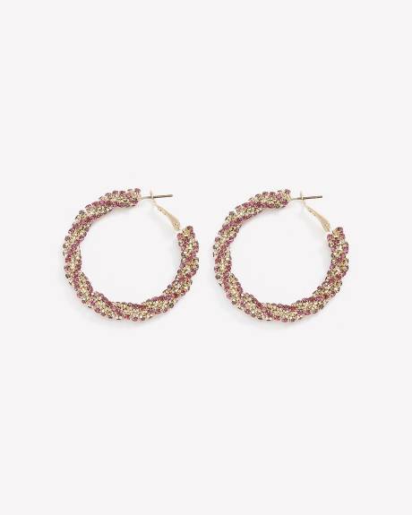 Coloured Rhinestones Hoop Earrings