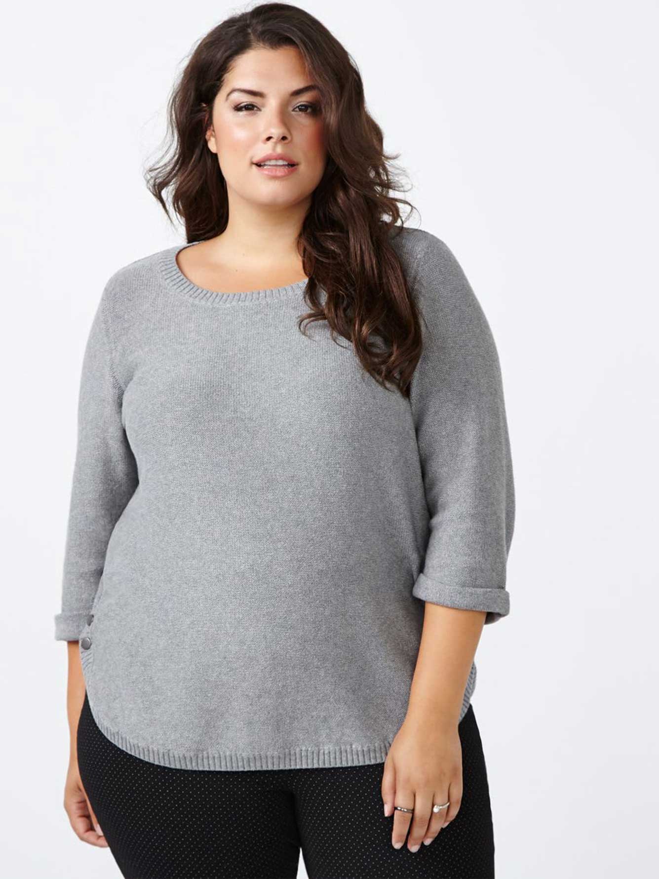 3/4 Sleeve Knit Sweater with Snap Buttons | Penningtons