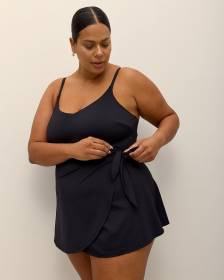 Black Swimdress with Side Waist Tie