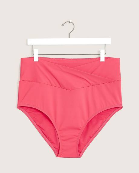 Pink High-Waisted Crisscross Swim Brief