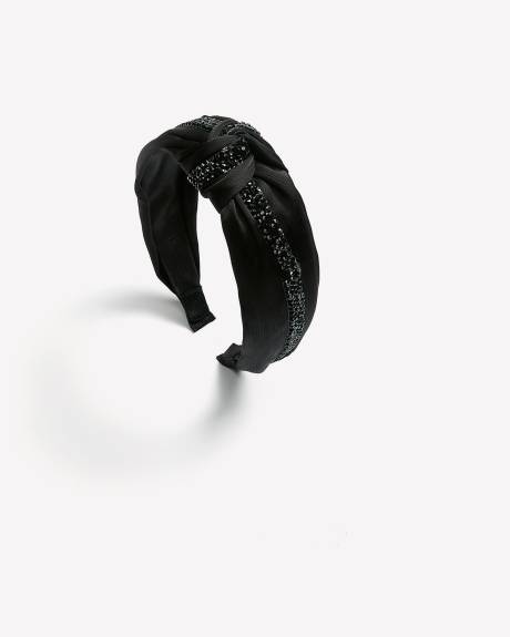 Black Knotted Headband with Glittery Detail