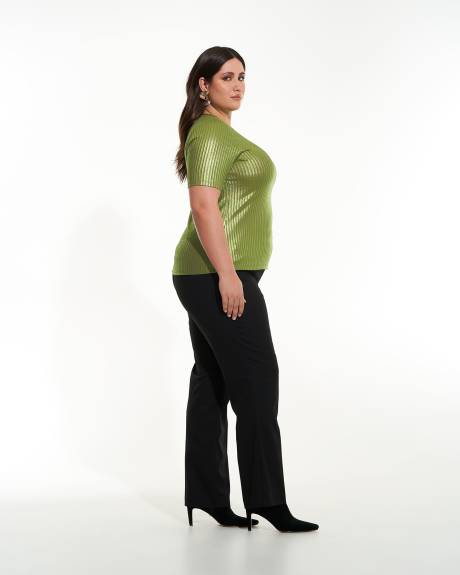 Haut ajusté en tricot côtelé avec manches mi-longues - Addition Elle