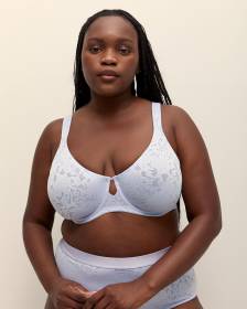 Blue Underwire Burnout Jacquard Unlined Bra - ti Voglio