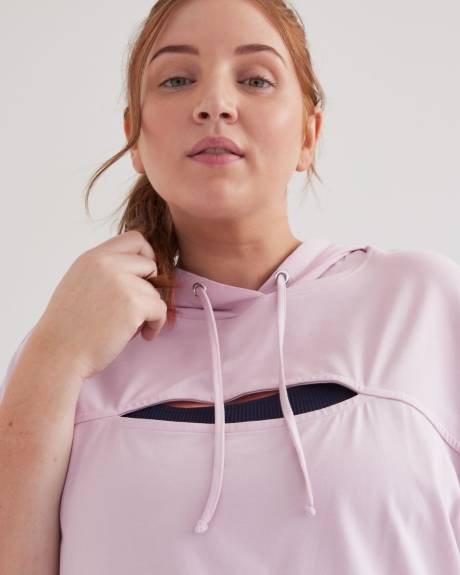 Short-Sleeve Hooded Top with Keyhole - Active Zone