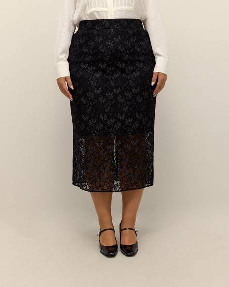 Jupe fourreau en dentelle noire - Addition Elle