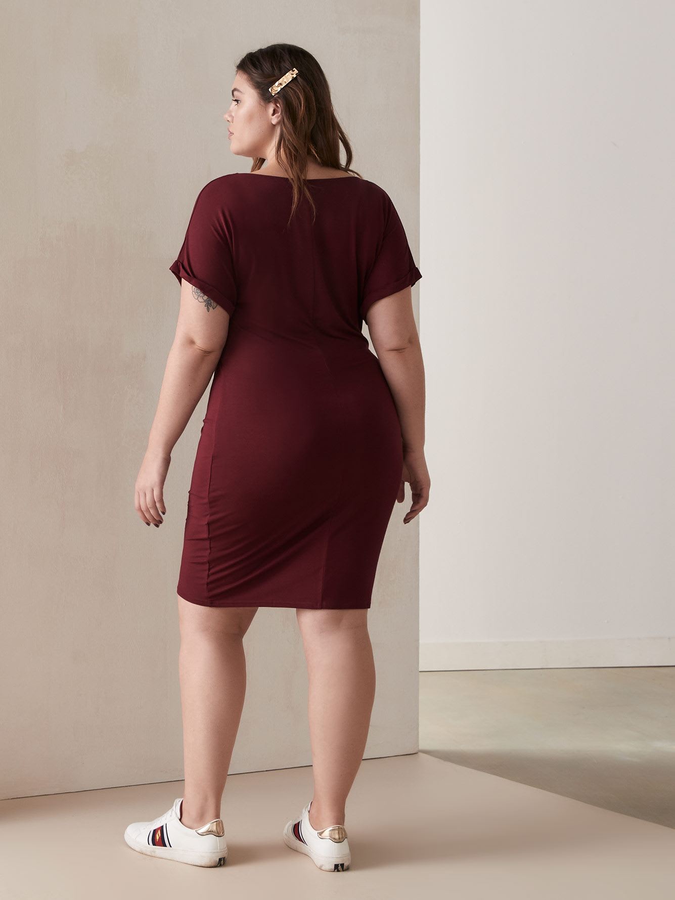 Front Knot Midi Dress with Dolman Sleeves Penningtons