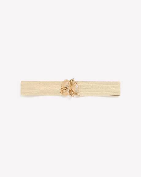 Ceinture élastique large avec boucle en fleur