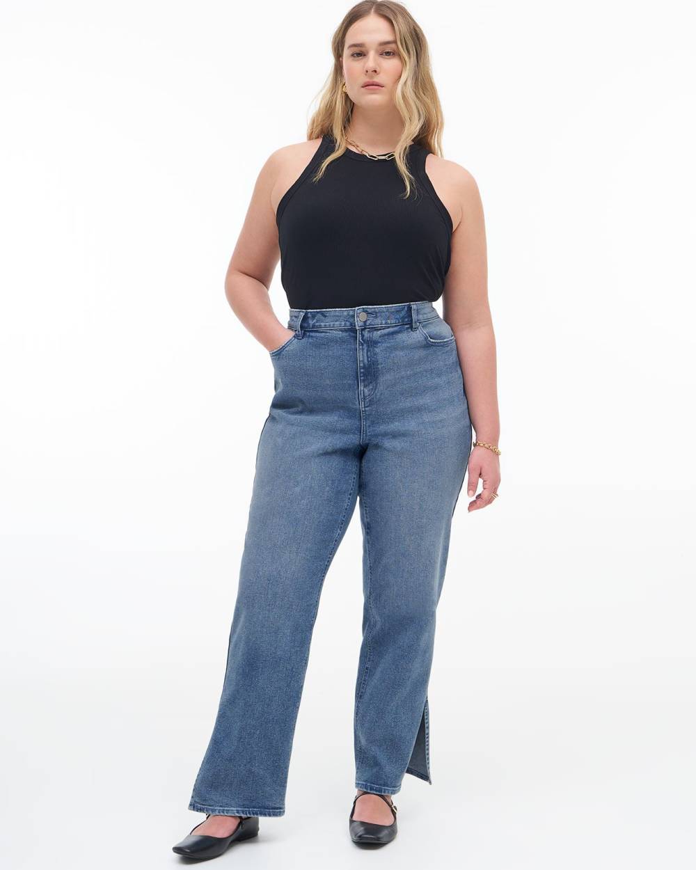 Jean taille haute avec fente hotsell