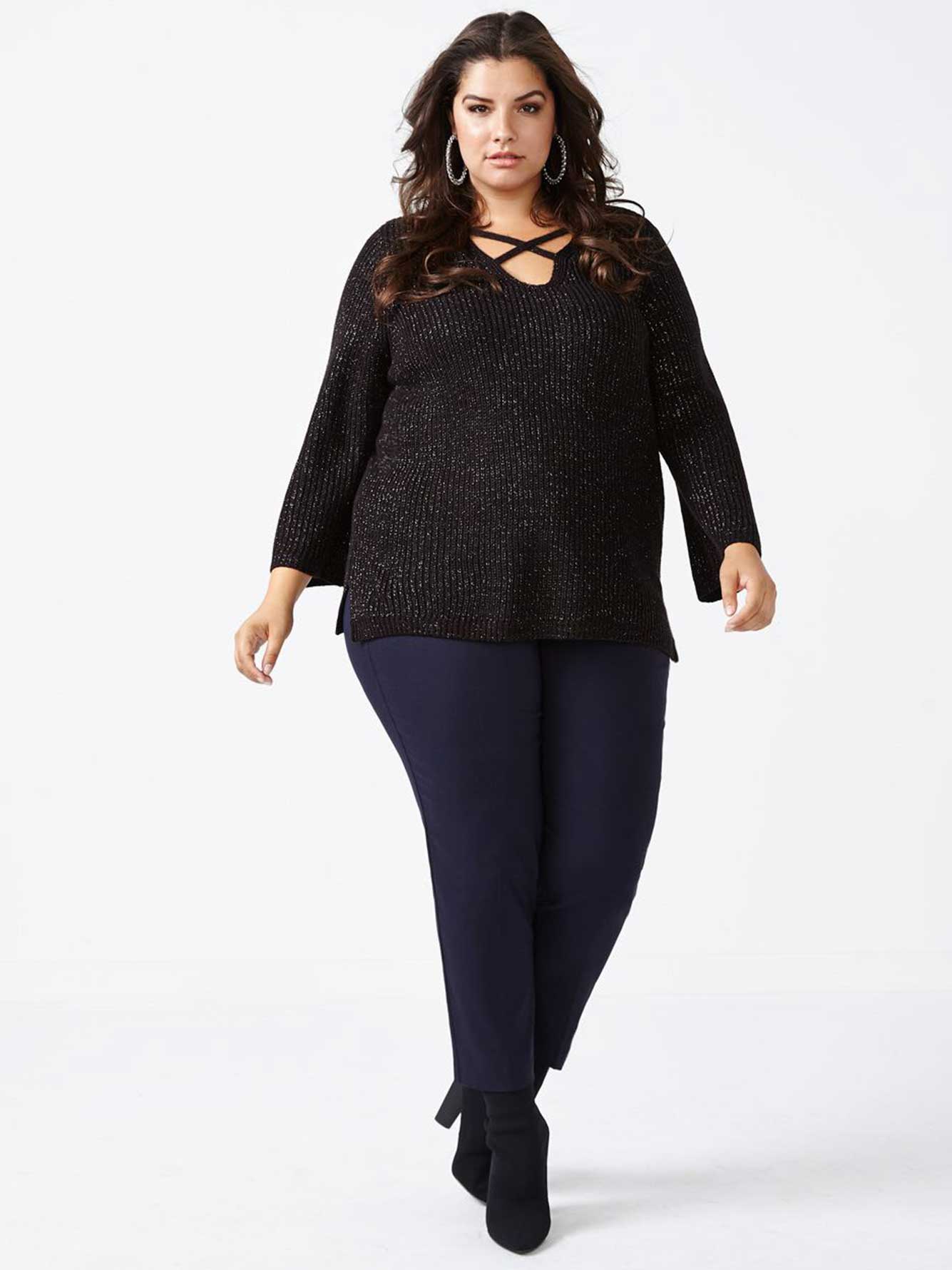 Lurex Sweater with 3/4 Bell Sleeves | Penningtons