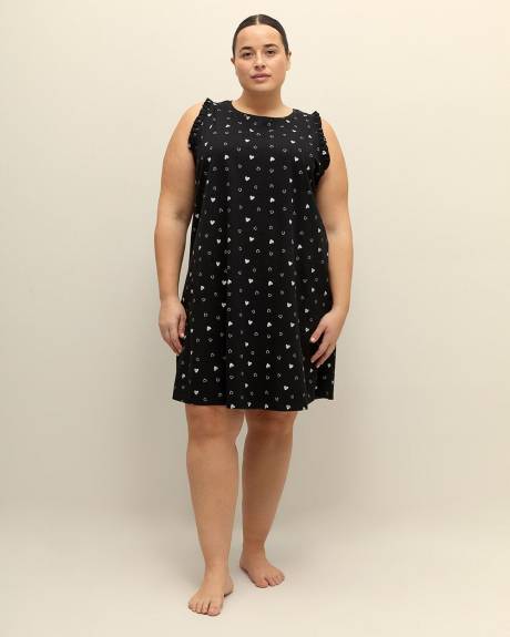 Cotton Sleeveless Sleepshirt with Ruffles