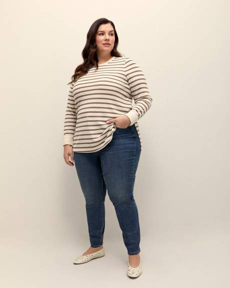 Striped Long-Sleeve Crewneck Tunic