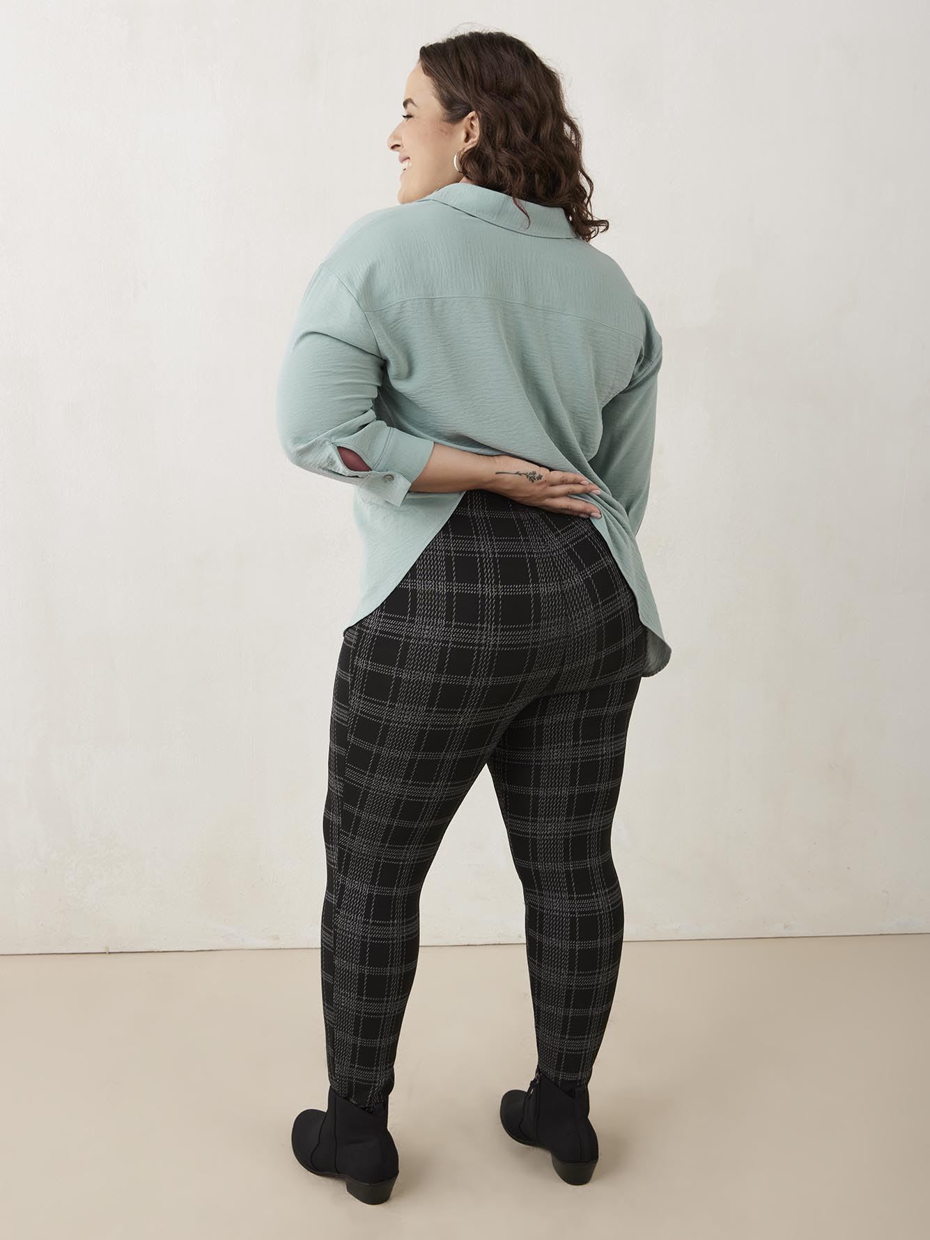 Textured Plaid Fashion Legging