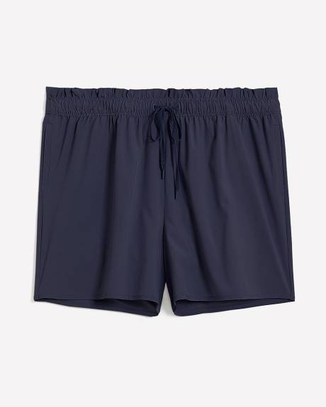 Short extensible à taille haute élastique de style paperbag, tissu responsable - Active Zone
