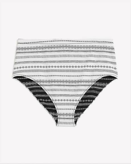 Reversible Striped High-Waisted Swim Brief