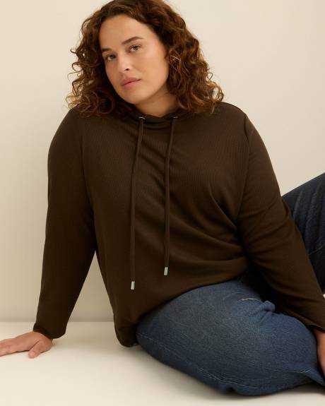 Long-Sleeve Waffle Knit Hoodie