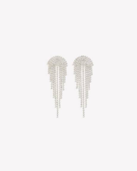 Pendants d'oreilles argentés sertis de strass - Addition Elle