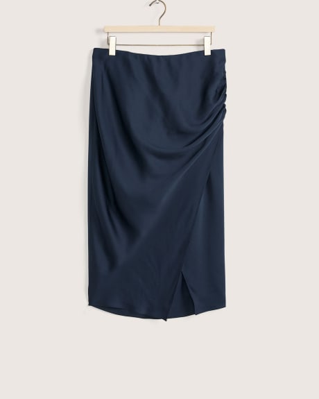 Satin Wrap Midi Skirt