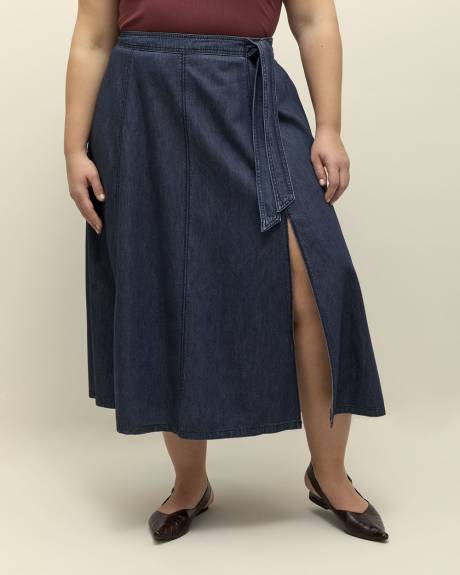 Jupe longue fluide en denim, tissu responsable - d/C JEANS
