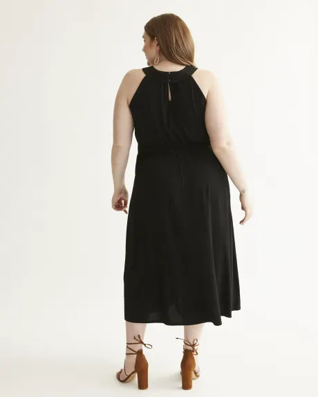Black Crochet Halter Neck Maxi Dress