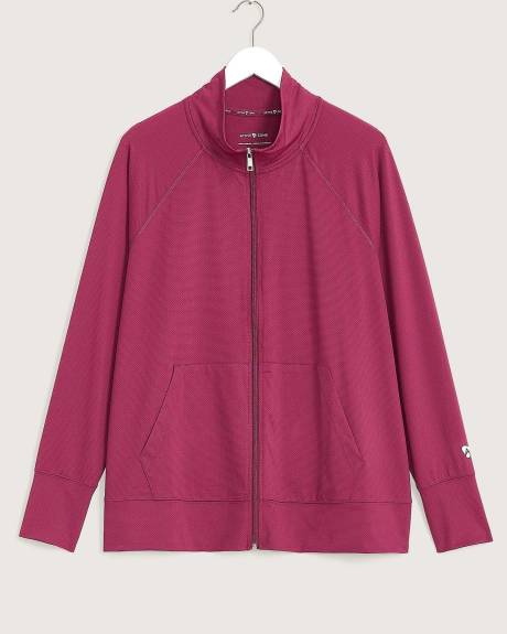Mock-Neck Zipper Jacket with Raglan Sleeves - Active Zone
