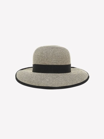 Two-Tone Straw Hat with Grosgrain Bow