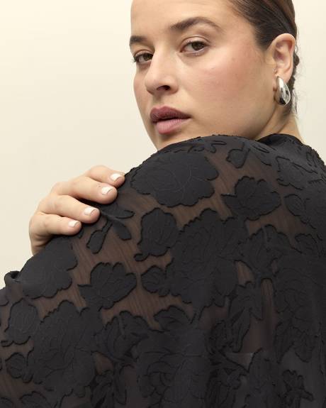 Black Lightweight Floral Textured Cape