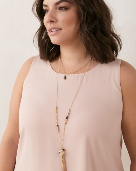Two-Layer Chain Necklace With Tassel