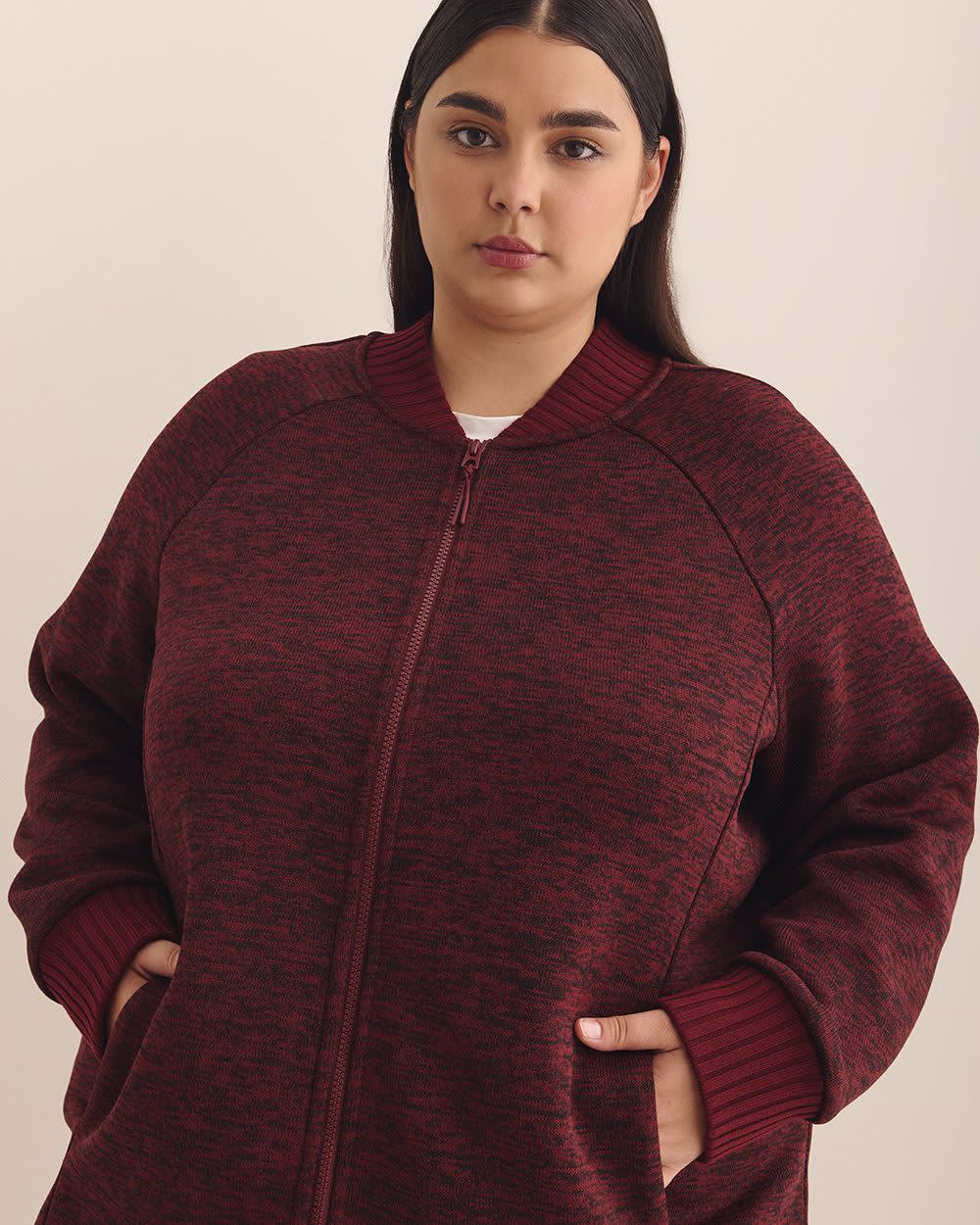 Long Bonded Fleece Bomber Jacket - Active Zone Long Bonded Fleece Bomber Jacket - Active Zone