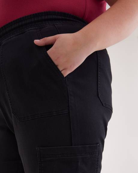 1948-Fit Stretch Denim Cargo Jogger Pants, Black Wash - d/C JEANS