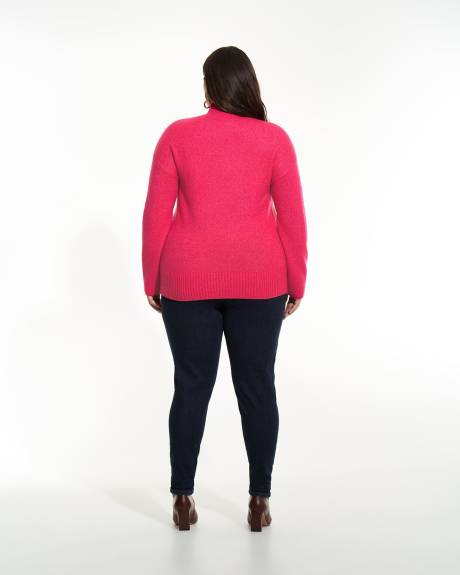 Pull long en tricot texturé avec col montant - Addition Elle