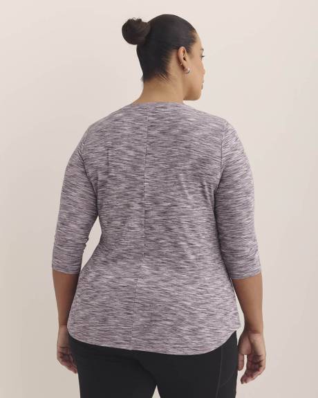 Ribbed 3/4-Sleeve V-Neck T-Shirt - Active Zone