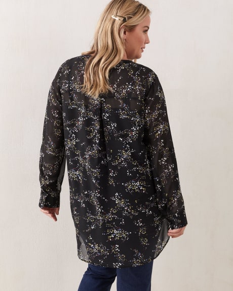 Printed Button-Down Tunic Blouse - In Every Story