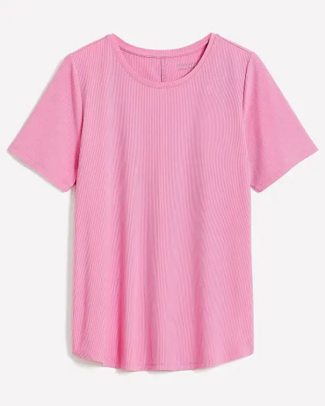 T-shirt à col rond en tricot côtelé, coupe moderne, tissu responsable - Addition Elle