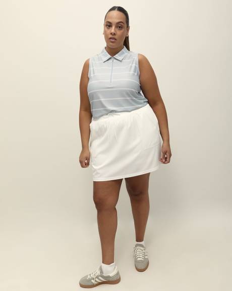 Printed Sleeveless Zip Polo Top - Active Zone