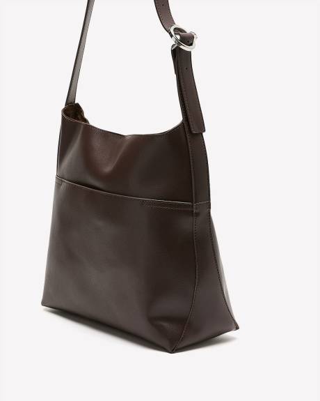Brown Faux Leather Tote Bag